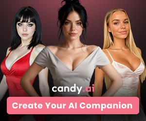 Three adult Candy.ai companion characters in approved promotional artwork.